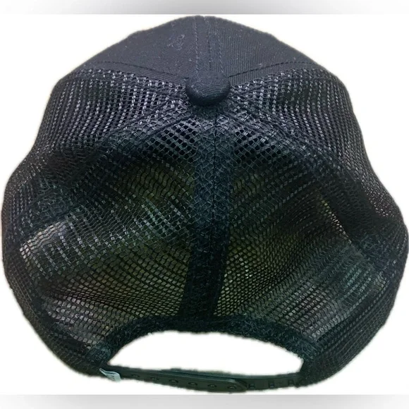 Coal Black Trucker Hat with Mountain Patch - Picture 2 of 6